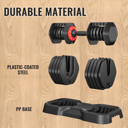 Adjustable Dumbbell Set, 10-in-1 55 lb, Black