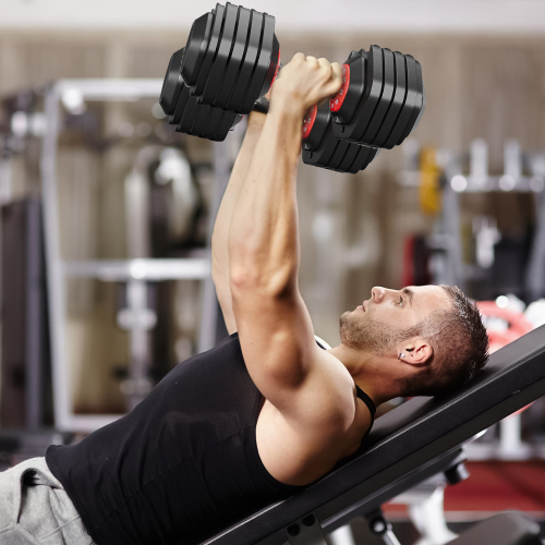 Adjustable Dumbbell Set, 10-in-1 55 lb, Black