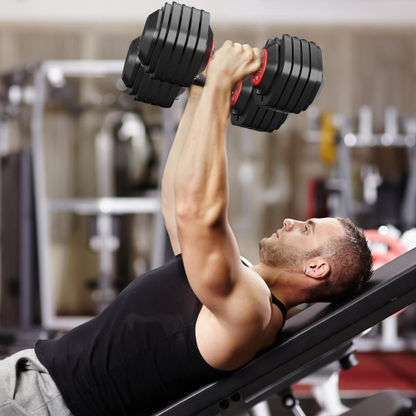 Adjustable Dumbbell Set, 10-in-1 55 lb, Black