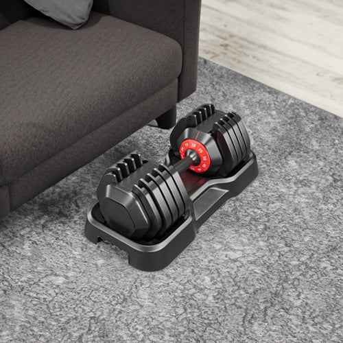 Adjustable Dumbbell Set, 10-in-1 55 lb, Black
