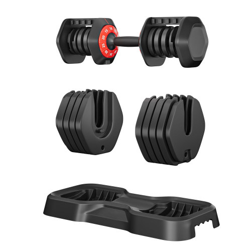 Adjustable Dumbbell Set, 10-in-1 55 lb, Black