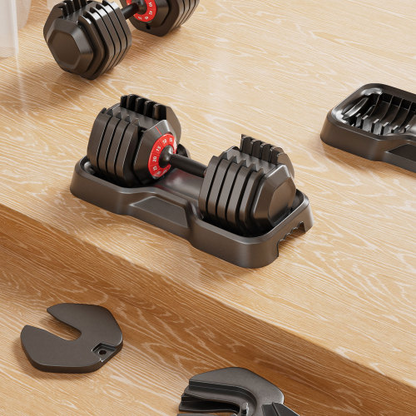 Adjustable Dumbbell Set, 10-in-1 55 lb, Black