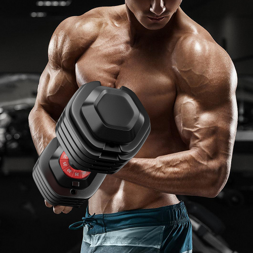Adjustable Dumbbell Set, 10-in-1 55 lb, Black