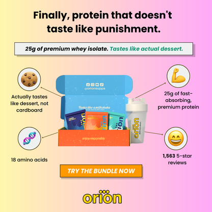Orion Protein Starter Bundle — 9 Full-Flavor Packs + Free Shaker Bottle