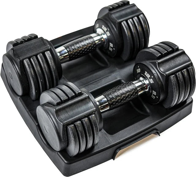 Adjustable Dumbbell with Rotating Handle, 10–55 lb