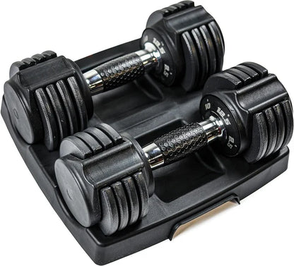 Adjustable Dumbbell with Rotating Handle, 10–55 lb