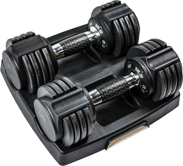 Adjustable Dumbbell with Rotating Handle, 10–55 lb
