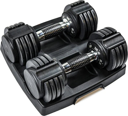 Adjustable Dumbbell with Rotating Handle, 10–55 lb