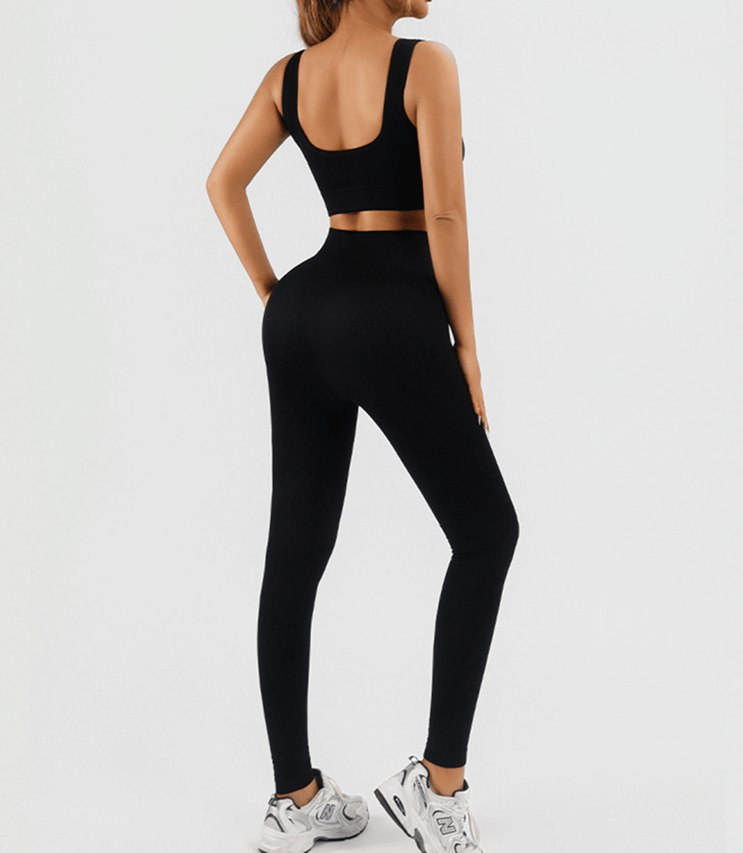 Women's Workout Outfits Ribbed Tank 2 Piece Seamless High Waist Gym Outfit Yoga Shorts Leggings Sets
