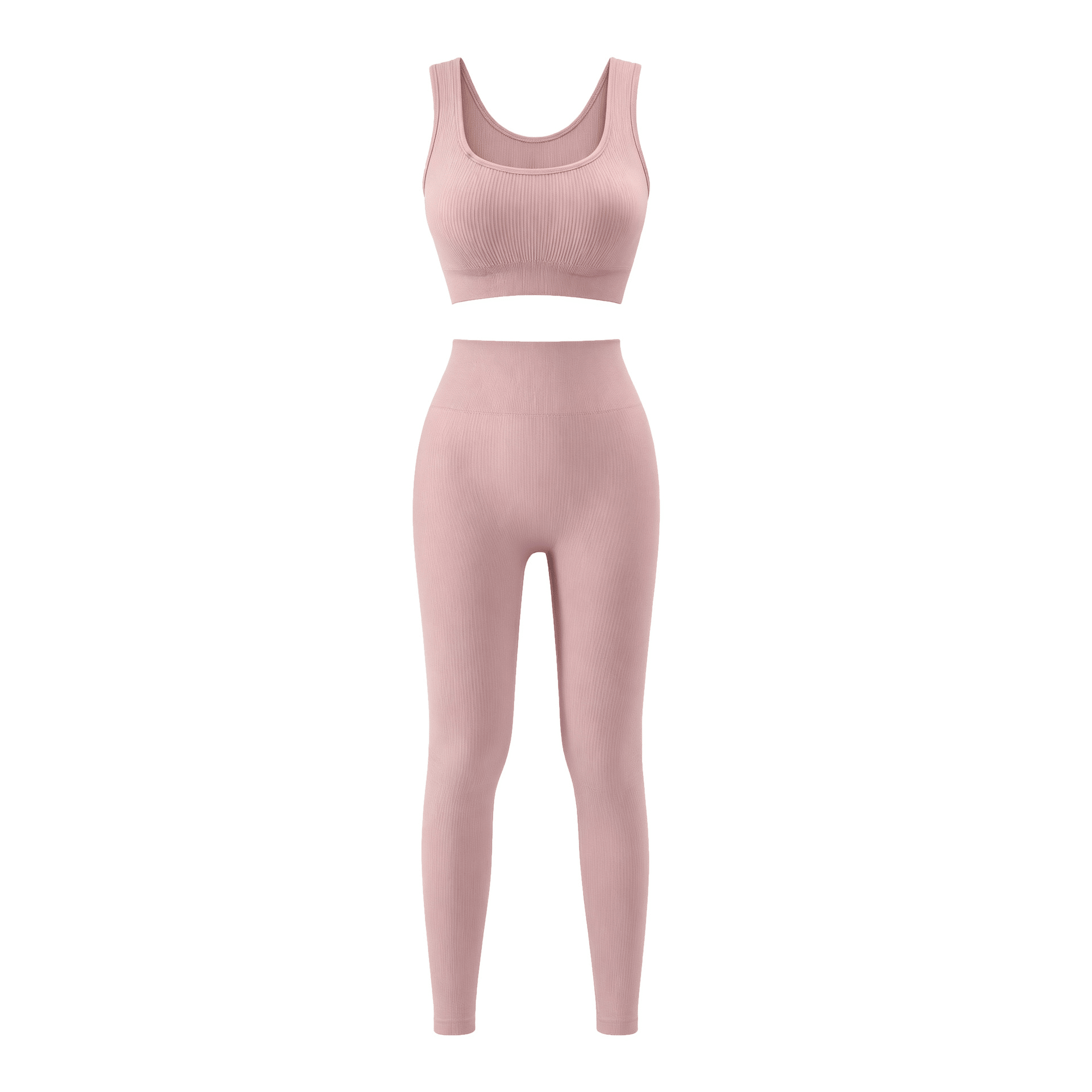 Women's Workout Outfits Ribbed Tank 2 Piece Seamless High Waist Gym Outfit Yoga Shorts Leggings Sets