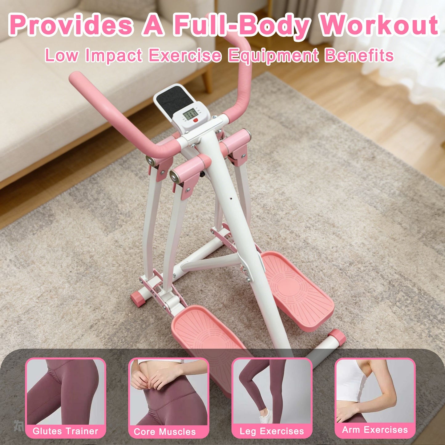 Air Walk Elliptical Machine - Foldable Cardio Cross Trainer Glider for Full-Body Low-Impact Exercise with LCD Display Ideal for Home Gym - Image 4