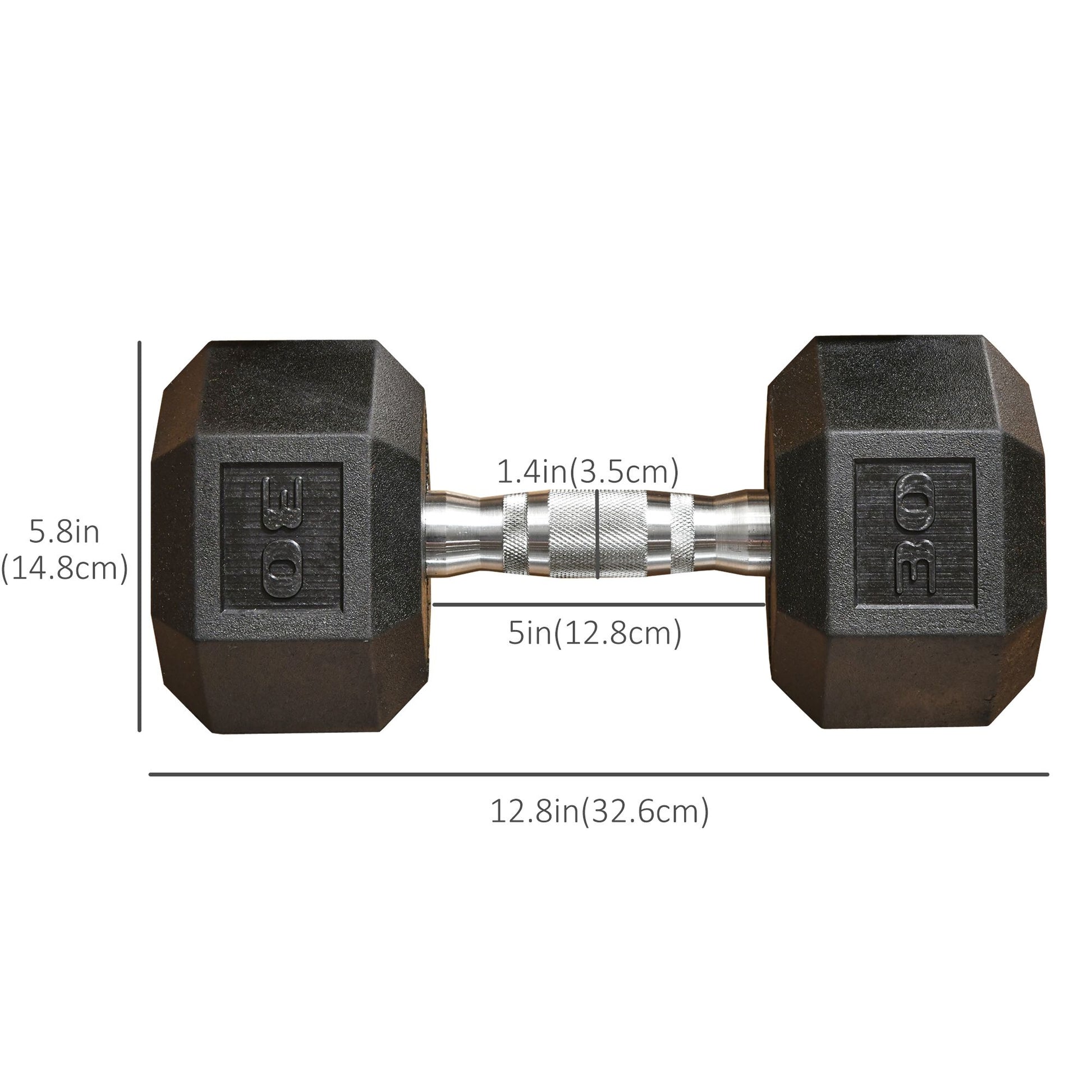 Rubber Dumbbells Weight Set, Total 60lbs 30lbs Each Dumbbell Hand Weight for Body Fitness Training for Home Office Gym, Black