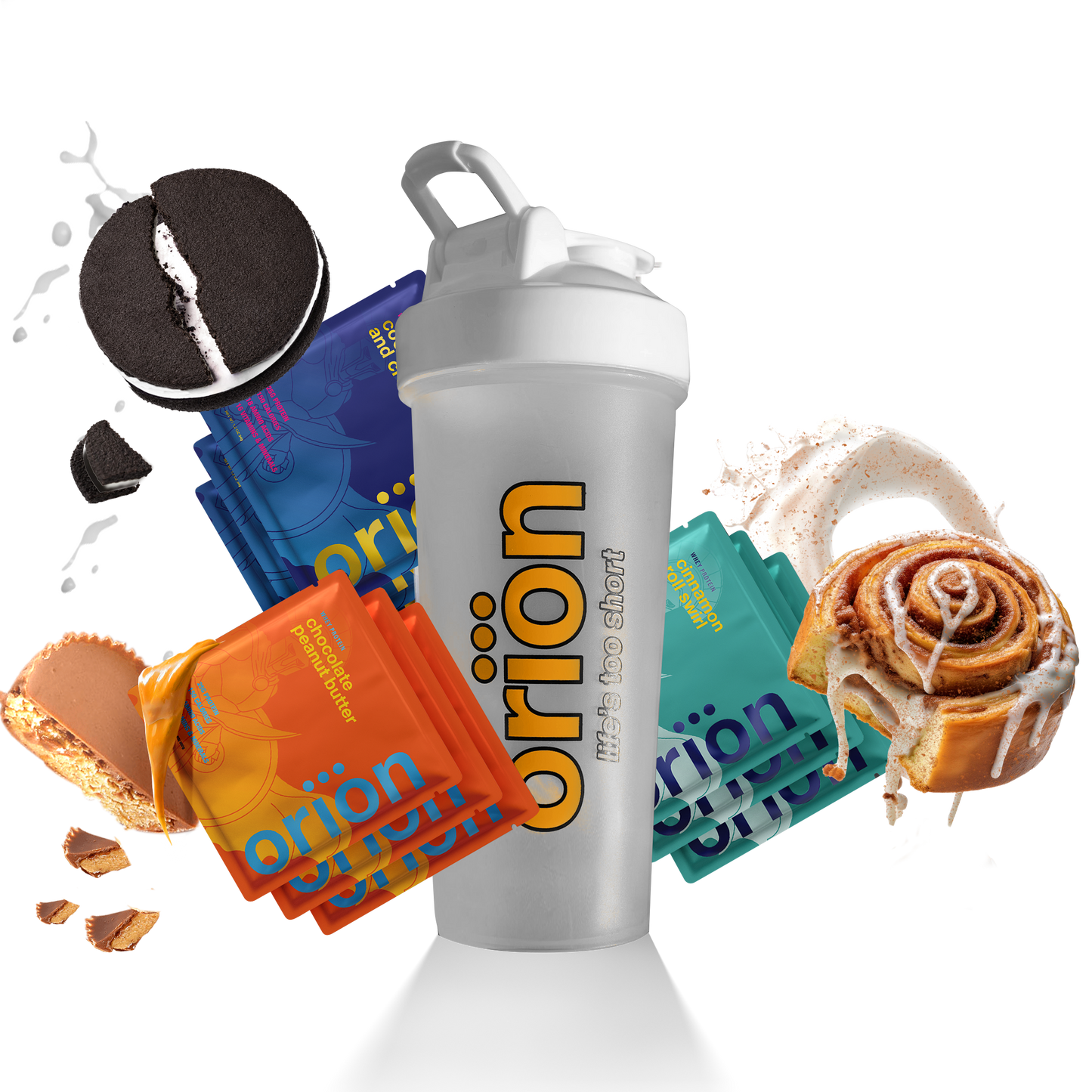 Orion Protein Starter Bundle — 9 Full-Flavor Packs + Free Shaker Bottle